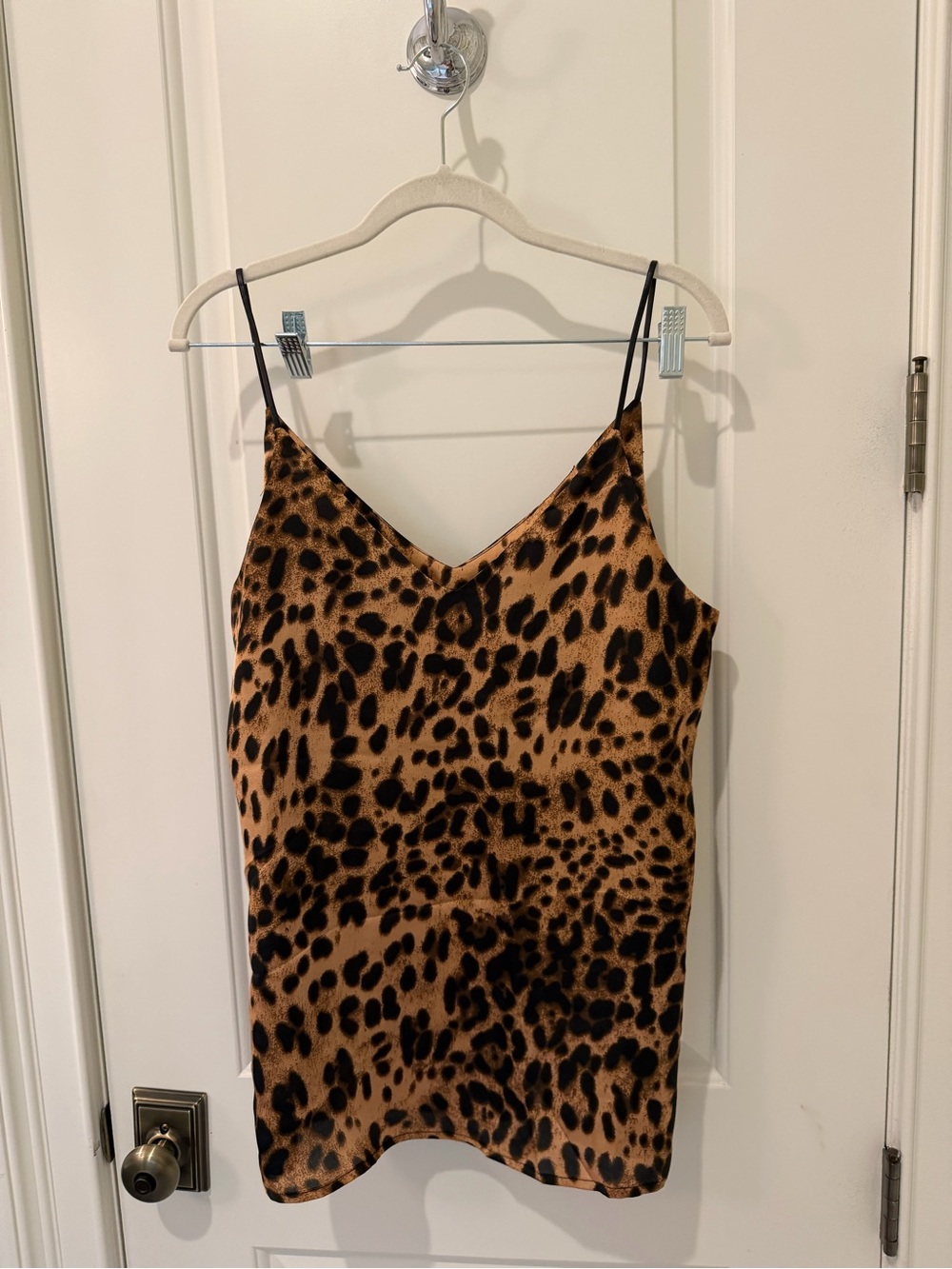 Doe & Rae Leopard Print Satin Cami Slip Top